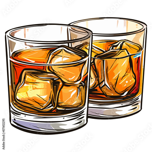 glasses of whiskey illustration