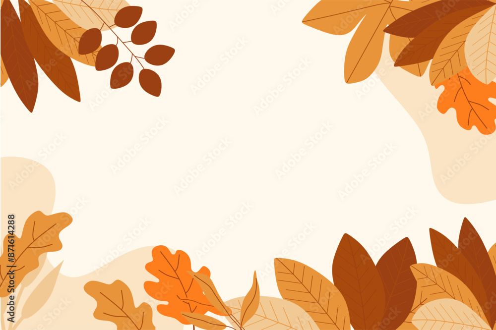 Hand Drawn Leaves Autumn Flat Design Background Hand Drawn Leaves Autumn Flat Design Background