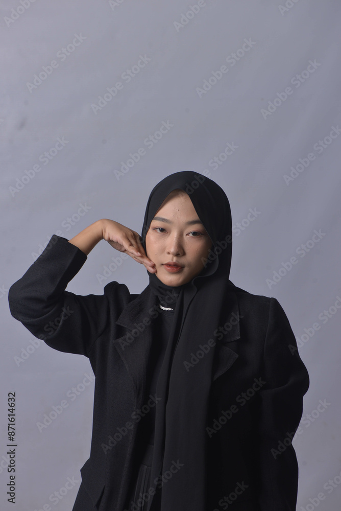 Asian Hijab Woman with Face Expressions and Gestures Asian Hijab Woman with Face Expressions and Gestures