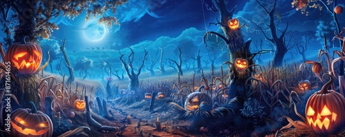 Moonlit Haunted Corn Maze: Eerie Scarecrows and Glowing Jack-O'-Lanterns on Twisted Paths