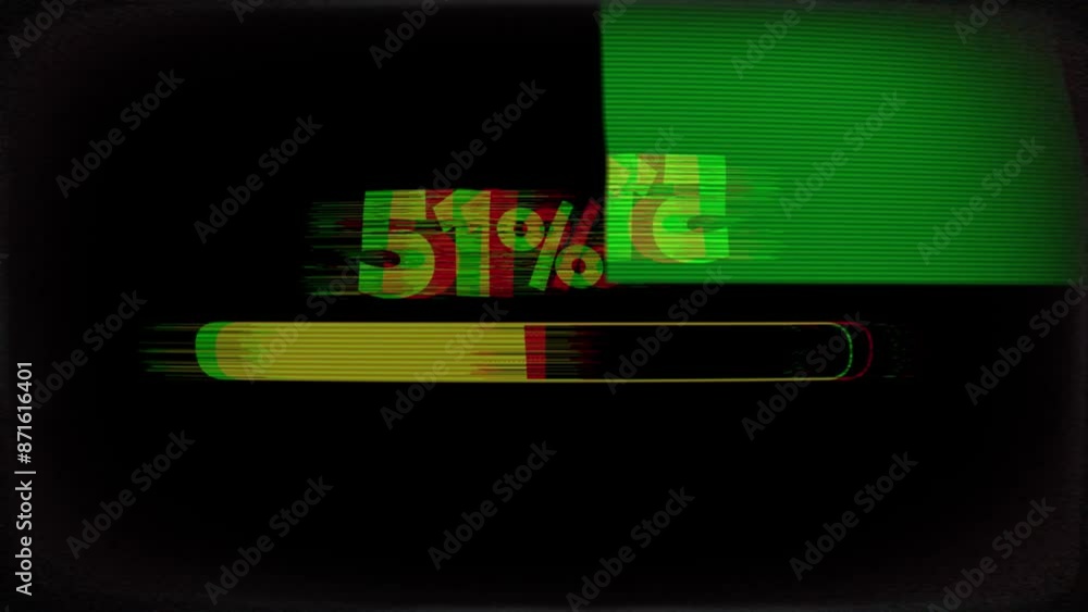 Loading progress bar animation with percentage number on a television ...