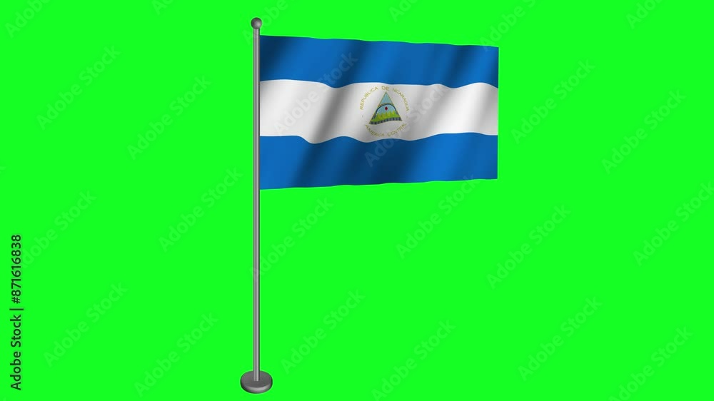 Animated flag of Nicaragua on Green Screen Animated flag of Nicaragua on Green Screen