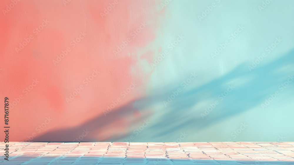 Obraz premium Abstract pastel-colored wall with gradient and soft shadows.