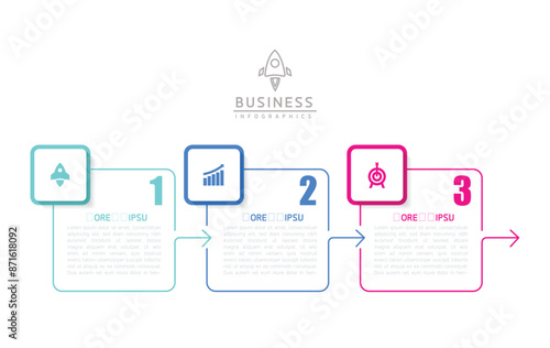 Vector infographic business presentation template connected with 3 options