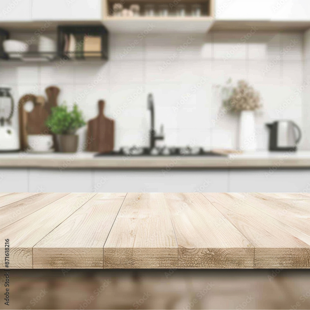 A kitchen with a wooden countertop and a sink. There are several cups and bowls on the countertop A kitchen with a wooden countertop and a sink. There are several cups and bowls on the countertop