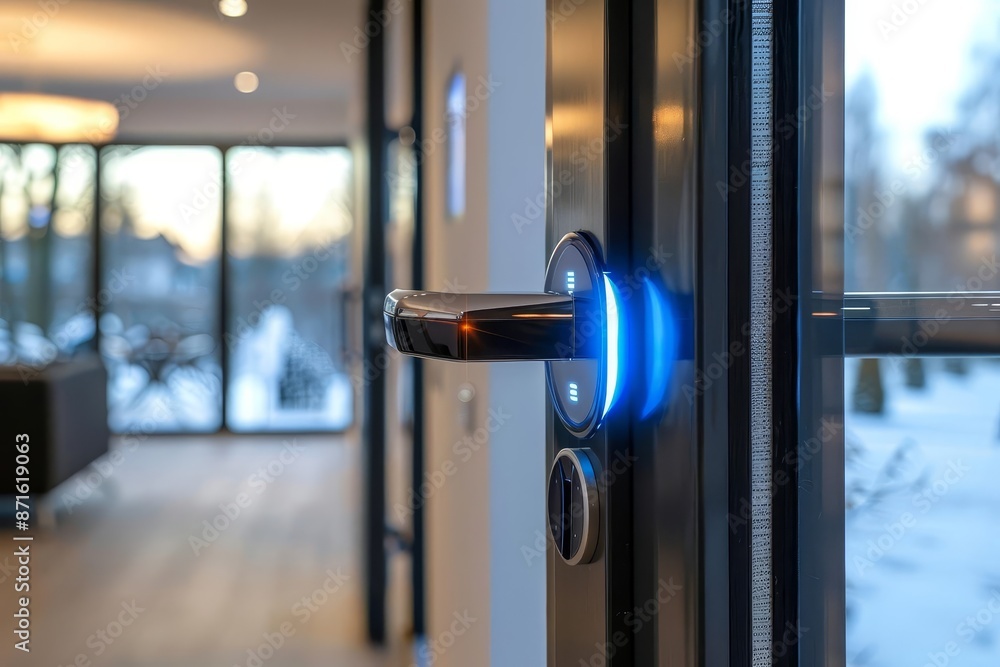 Smart locks, holographic home entry, modern security, safe living Smart locks, holographic home entry, modern security, safe living