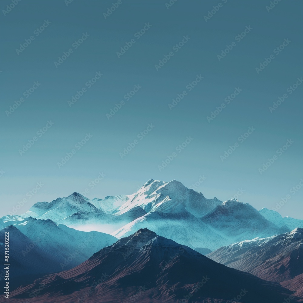 mountains in the snow, mountain landscape in the morning mountains in the snow, mountain landscape in the morning