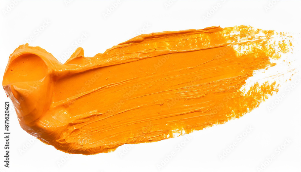 isolated stroke of orange oil paint on white background isolated stroke of orange oil paint on white background