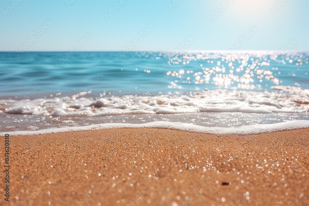 The ocean is calm and the sun is shining on the water The ocean is calm and the sun is shining on the water