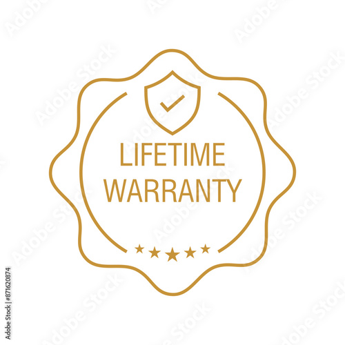 lifetime warranty sticker. guarantee sign and symbol.