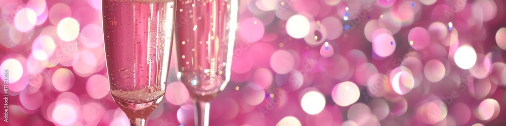 pink champagne glass closeup, bokeh lights background pink champagne glass closeup, bokeh lights background
