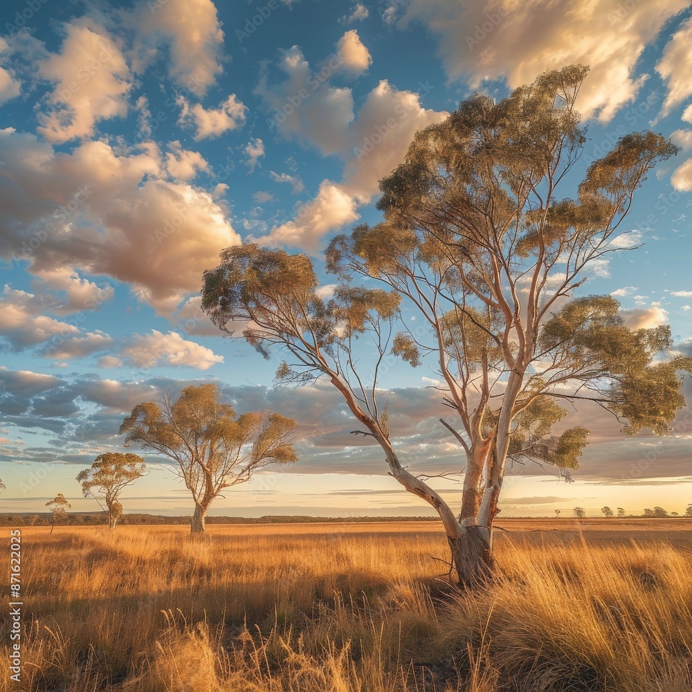 Fototapeta premium photo of outback Australia plains and Red Gums in New South Wales. Australian landscape photography