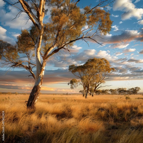 photo of outback Australia plains and Red Gums in New South Wales. Australian landscape photography  photo