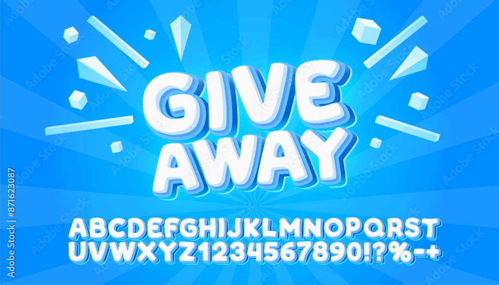 Giveaway font. English alphabet and numbers sign. Vector illustration Giveaway font. English alphabet and numbers sign. Vector illustration