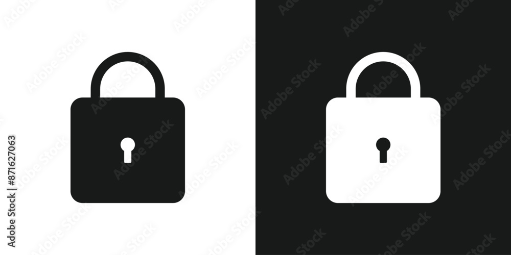 Lock black and white flat icon set vector Lock black and white flat icon set vector