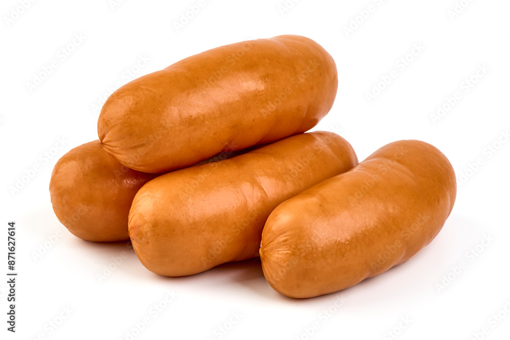 Boiled pork sausages, isolated on white background. High resolution image. Boiled pork sausages, isolated on white background. High resolution image.