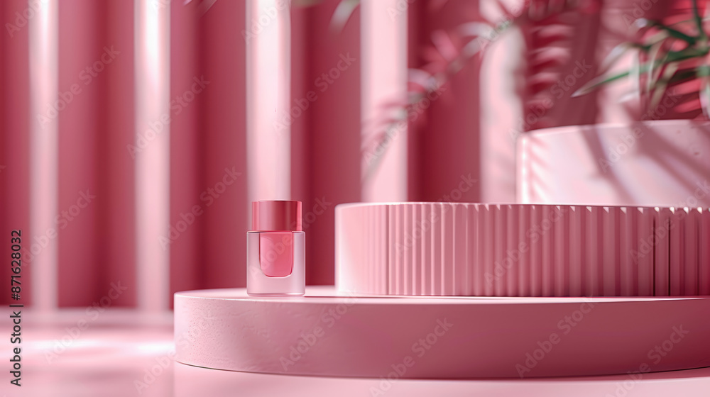 A pink mascara bottle on a pink background. A pink mascara bottle on a pink background.