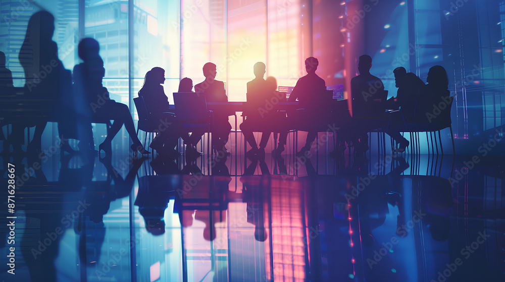 Business People Silhouette Working Meeting Conference Concept Business People Silhouette Working Meeting Conference Concept