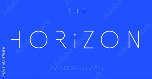 Futuristic thin typeface, minimalist cyberpunk letters, innovative tech typography, modern abstract alphabet, elegant scientific design, sleek monogram graphics, futuristic game font, Vector typeset.