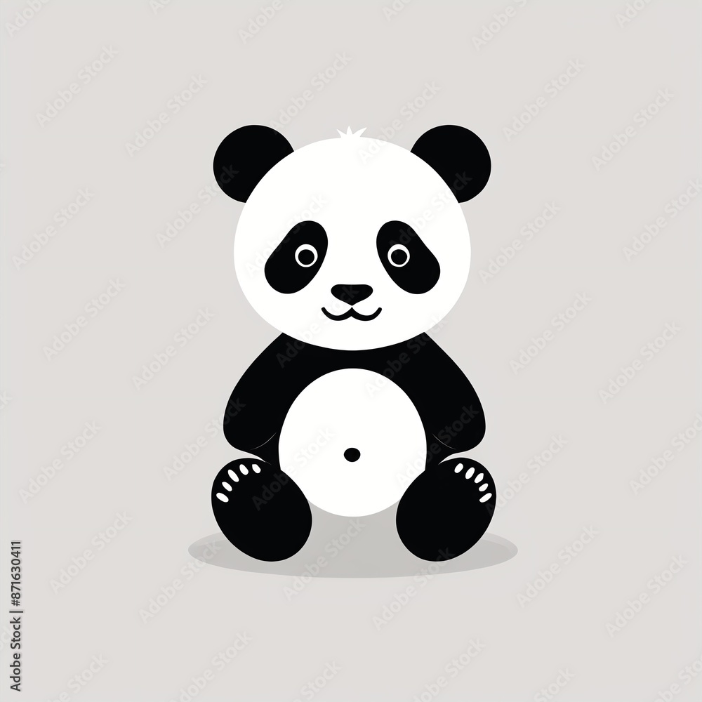 Naklejka premium Monochrome Panda Icon Vector in Greyscale