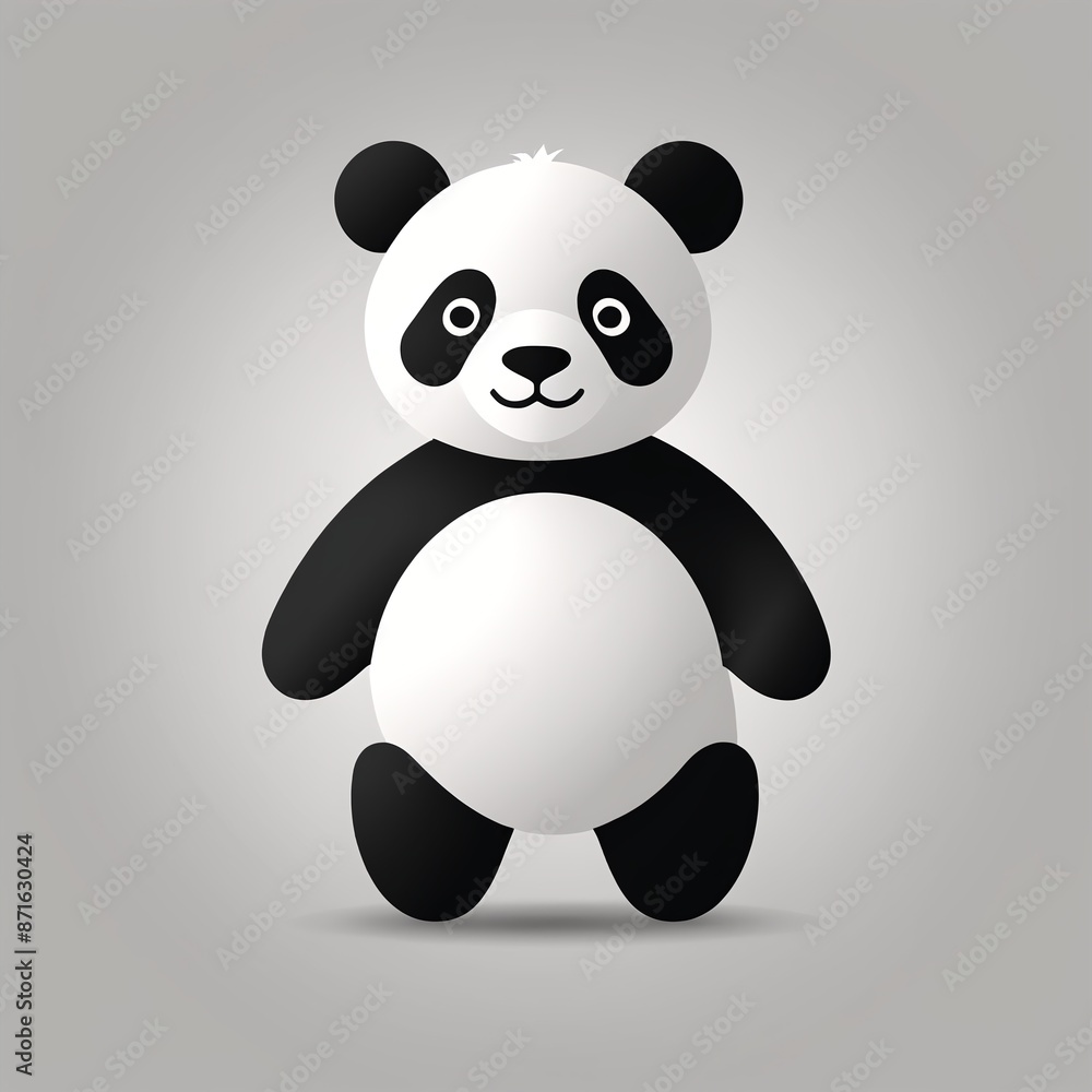Naklejka premium Monochrome Panda Icon Vector in Greyscale