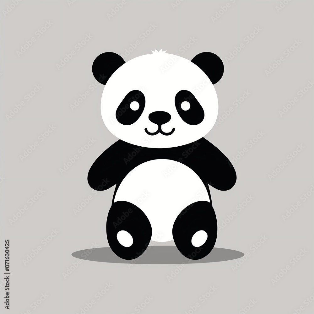 Naklejka premium Monochrome Panda Icon Vector in Greyscale