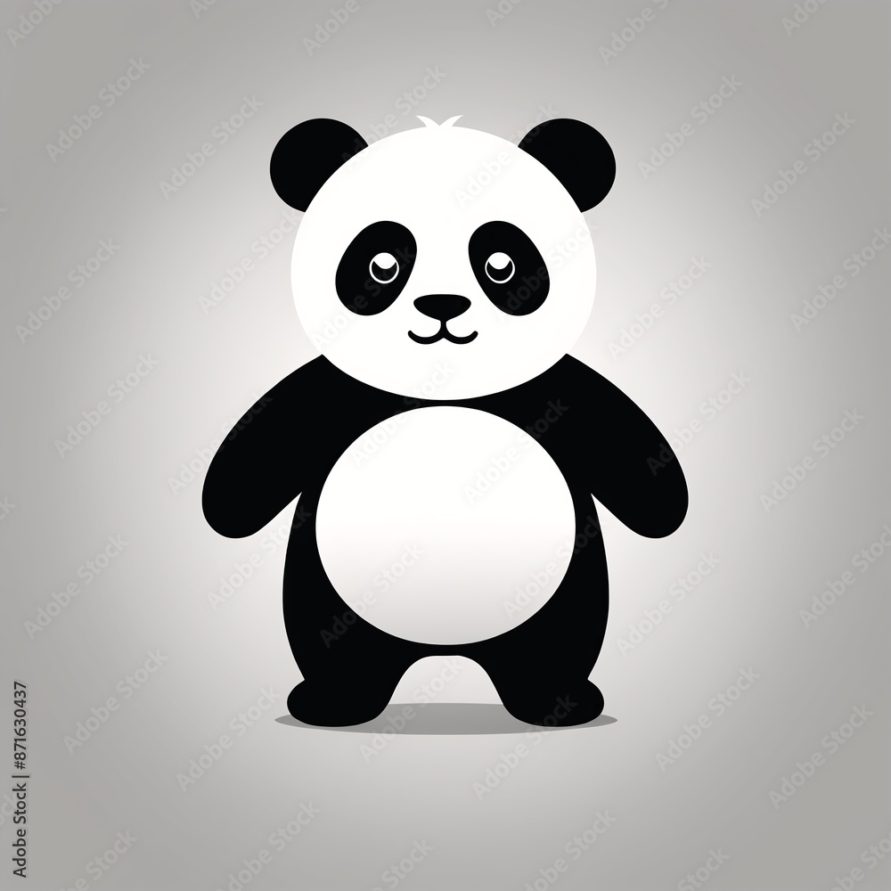 Fototapeta premium Monochrome Panda Icon Vector in Greyscale