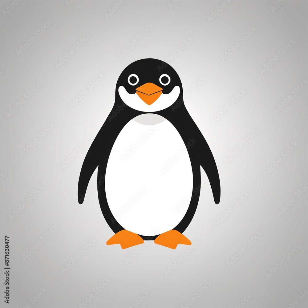 Fototapeta premium Monochrome Penguin Icon Set in Minimal Vector Style