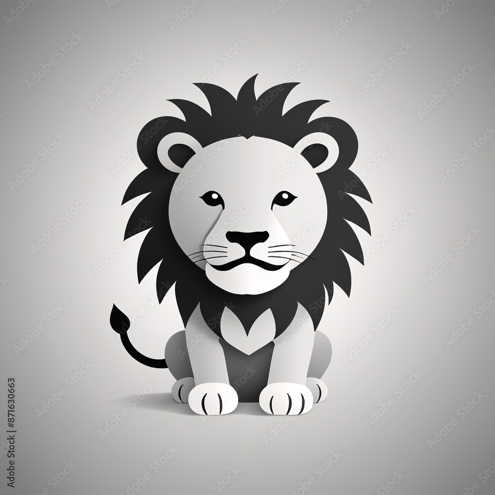 Majestic Monochrome Lion Icon in Vector Style Majestic Monochrome Lion Icon in Vector Style