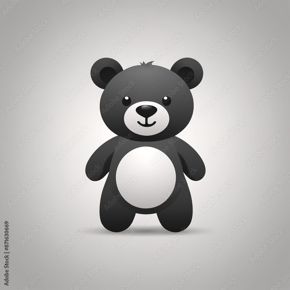 Obraz premium Monochrome Bear Icon Vector in Simple Flat Design
