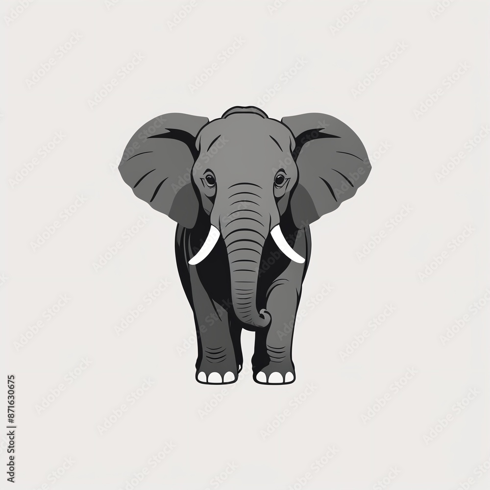 Fototapeta premium Minimalist Elephant Icon in Monochrome Vector Design