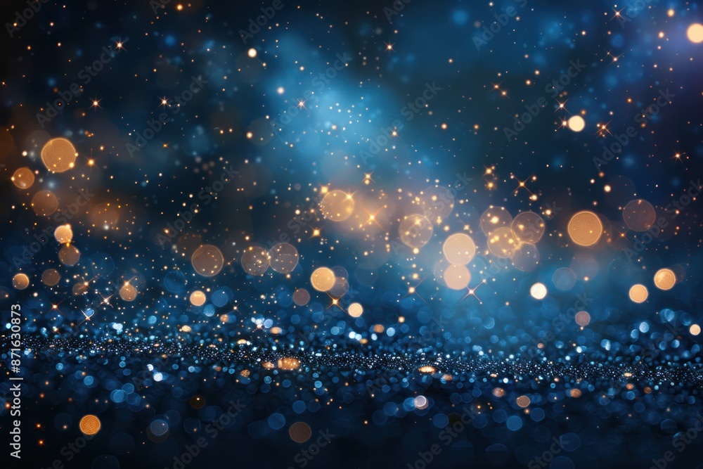 The image is a blue and orange sky with a lot of sparkles The image is a blue and orange sky with a lot of sparkles