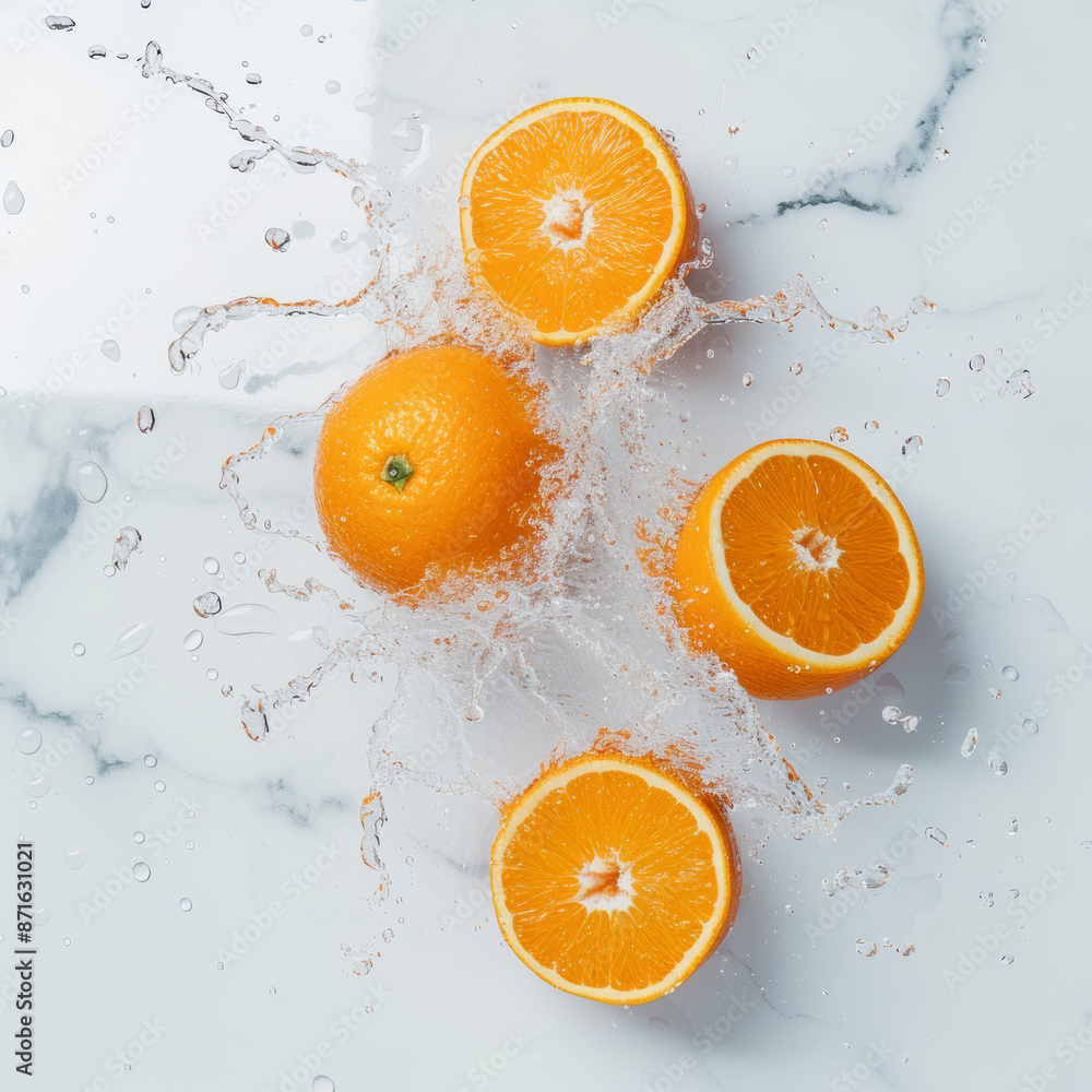 Overhead Shot with visible Water Drops. Close up of oranges. Overhead Shot with visible Water Drops. Close up of oranges.