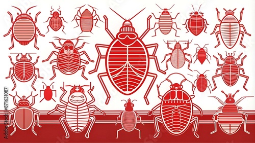 2D editable red signs of bed bug infestation icon, monochromatic isolated vector, integrated pest management thin line illustration.