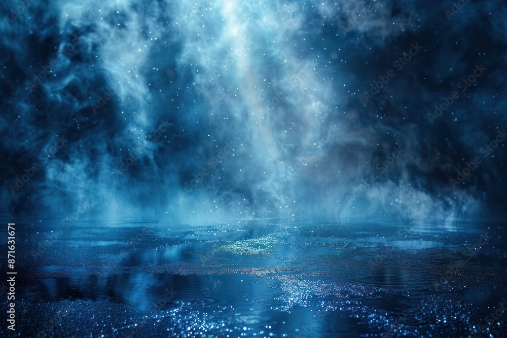 Fototapeta premium A blue sky with a lot of smoke and stars