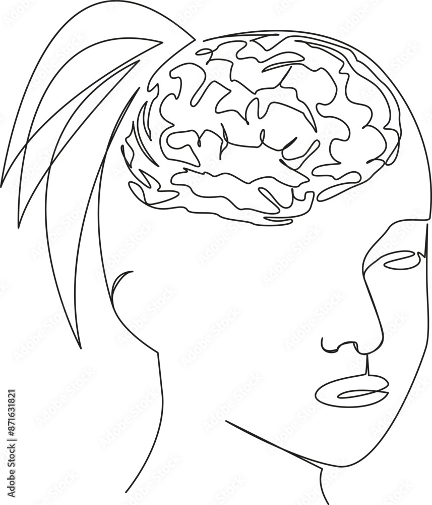 female head with brain female head with brain