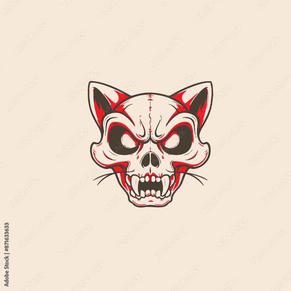 Skull of a cat. Vector illustration in a flat style Skull of a cat. Vector illustration in a flat style