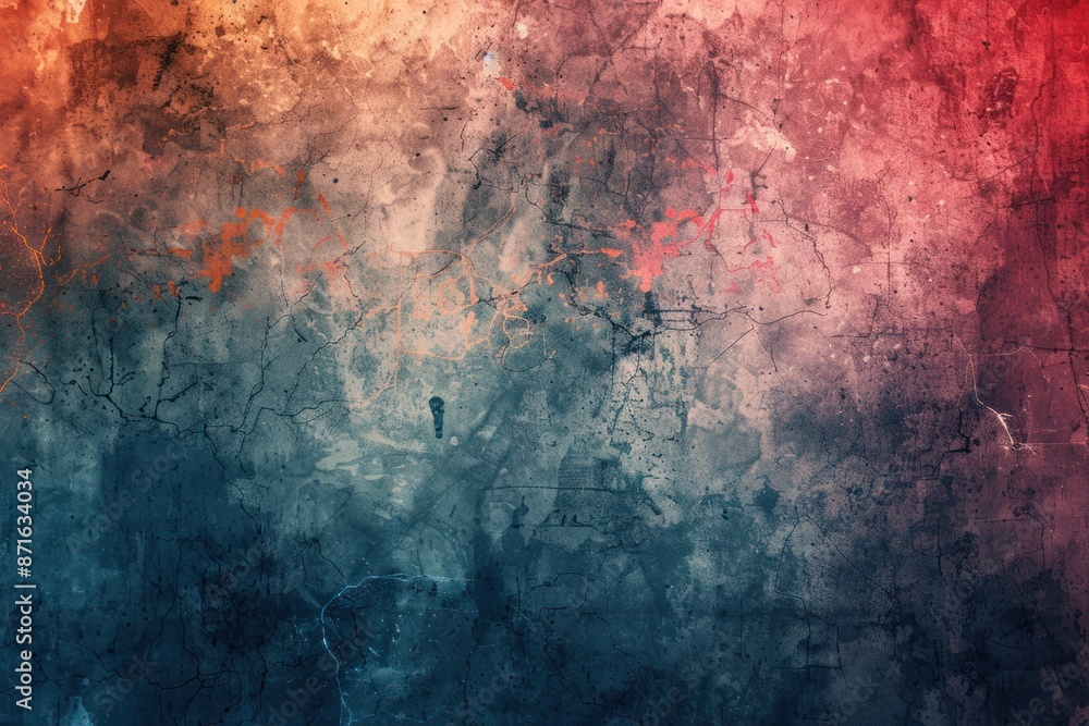 A wall with a blue and red background A wall with a blue and red background