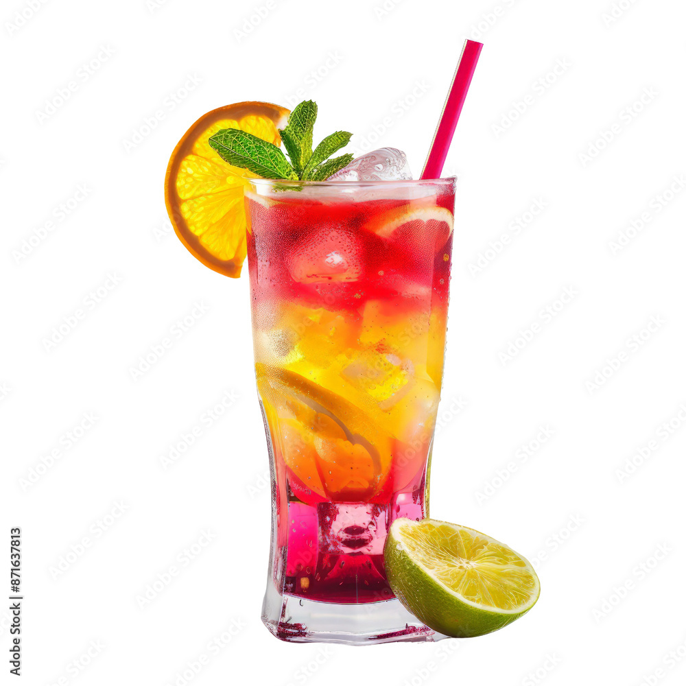 Colorful fruity cocktail with fresh mint Colorful fruity cocktail with fresh mint