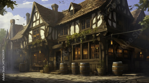 fantasy, tavern, city, magical, medieval, adventure Fantasy wallpaper, rpg landscape