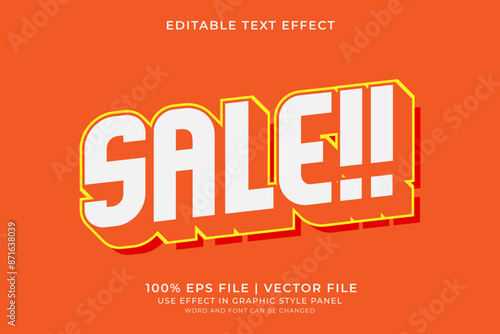 3d text effect On Sale! editable vector. Text effect about promos and sales. Can be used for content, banners, flyers and social media posts