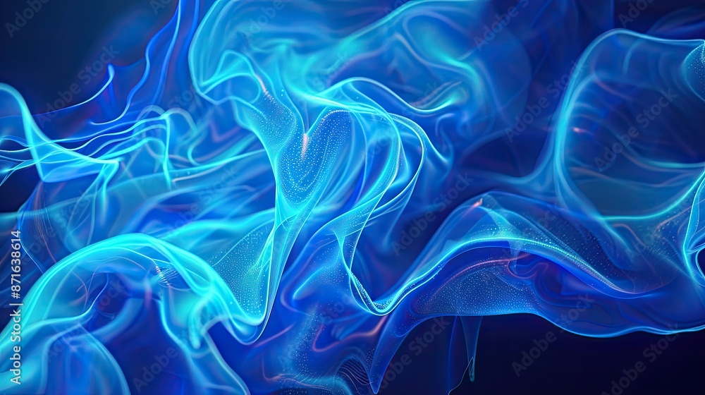 Abstract blue neon background with soft waves, ideal for stylish and modern digital artwork Abstract blue neon background with soft waves, ideal for stylish and modern digital artwork