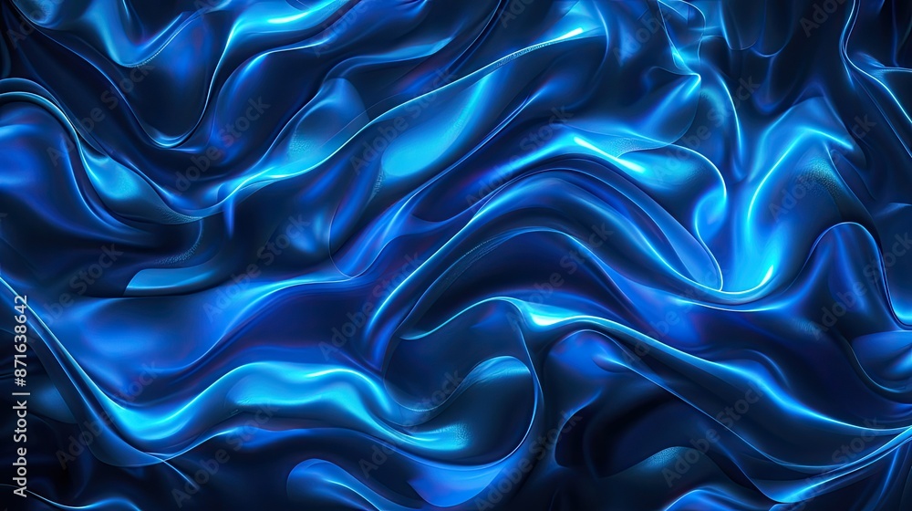 Fototapeta premium Abstract blue neon illustration background with gentle waves, perfect for serene digital designs