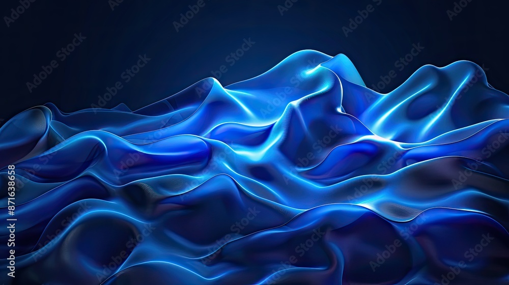 Obraz premium Abstract blue neon illustration with elegant waves, perfect for stylish and serene digital designs