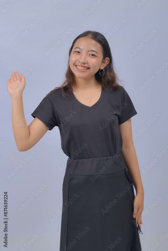 Asian Woman with Curly Long Hair Isolated on White Background Asian Woman with Curly Long Hair Isolated on White Background