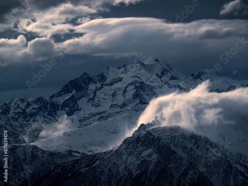 Mountain range view from Aiguille du Midi and Mont Blanc