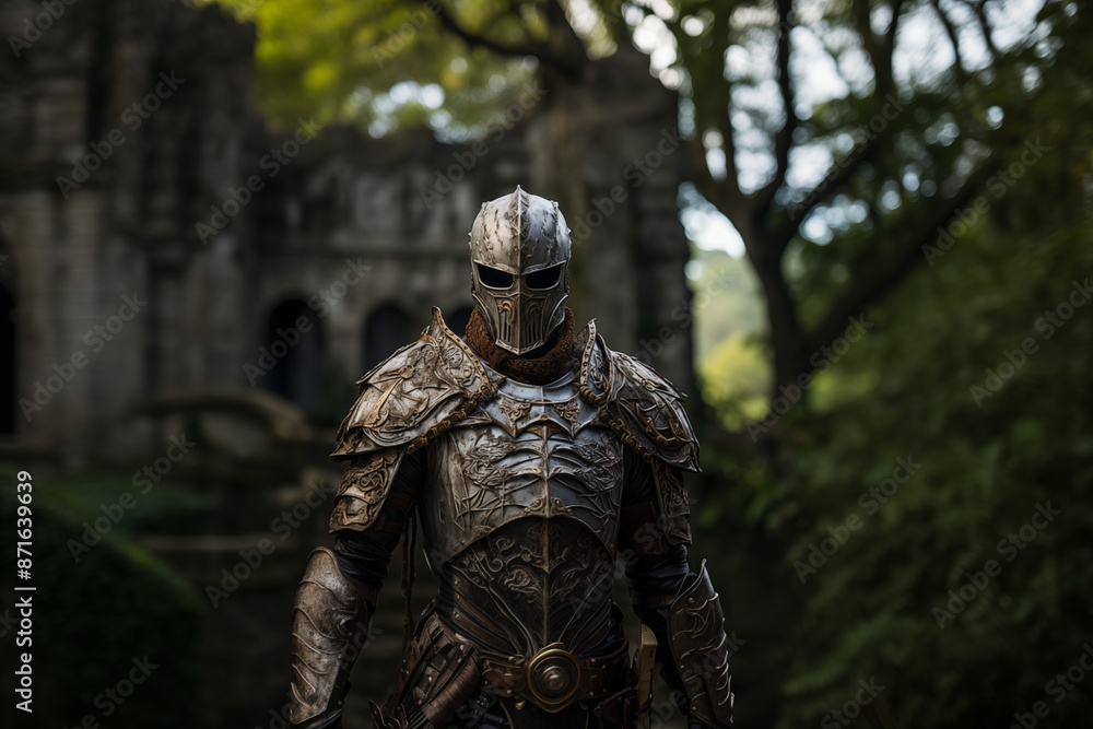 Obraz premium A Phantom Knight Patrolling The Grounds Of An Ancient Castle 
