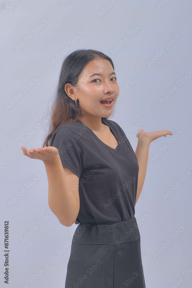 Asian Woman with Curly Long Hair Isolated on White Background Asian Woman with Curly Long Hair Isolated on White Background
