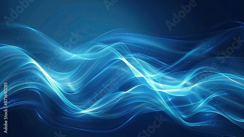 Blue neon soft waves background, creating a serene and elegant atmosphere in digital art