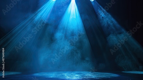 Wallpaper Mural Blue spotlight casting vibrant light on dark stage, creating striking contrast Torontodigital.ca